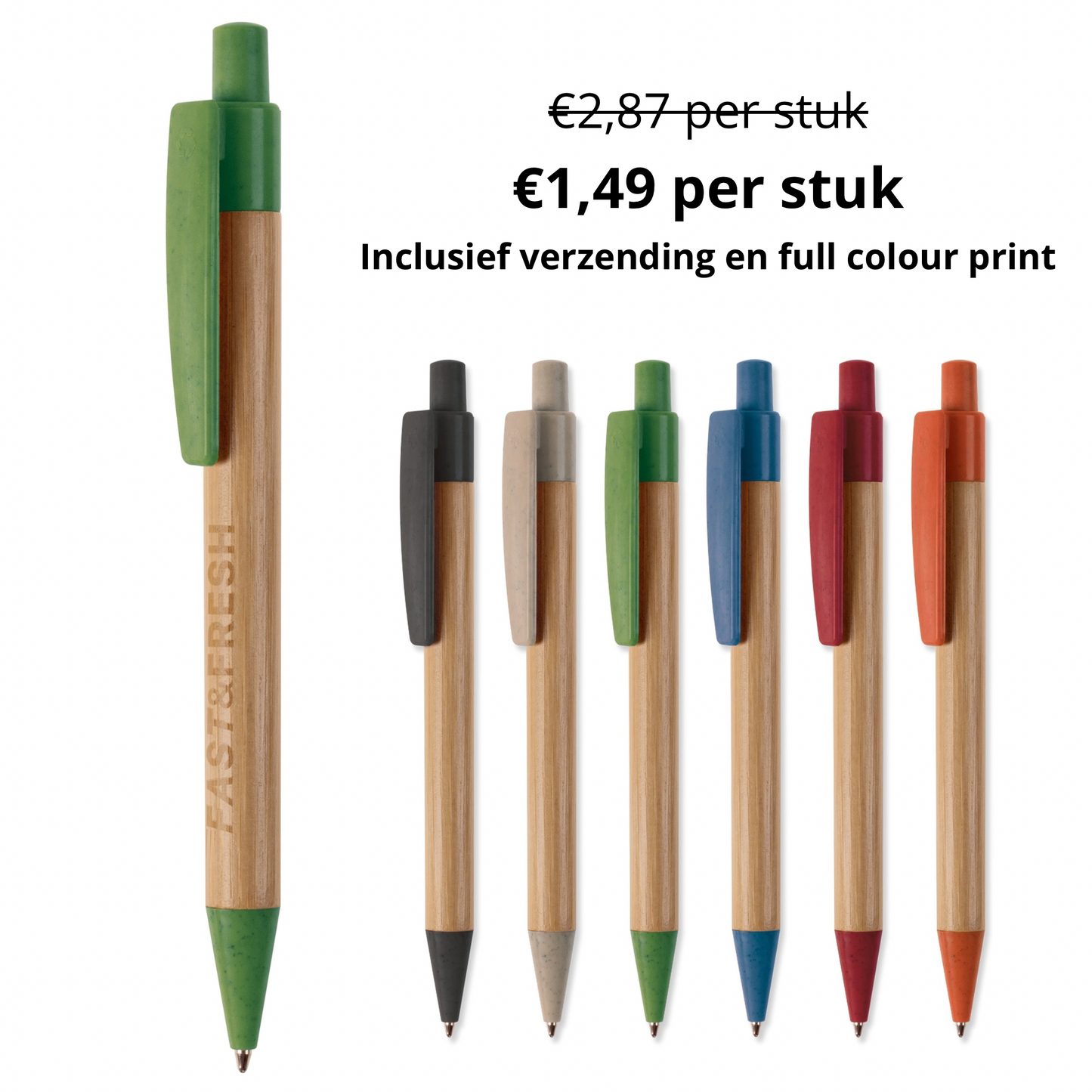 Eco Balpen Bamboe ACTIE 100 Stuks
