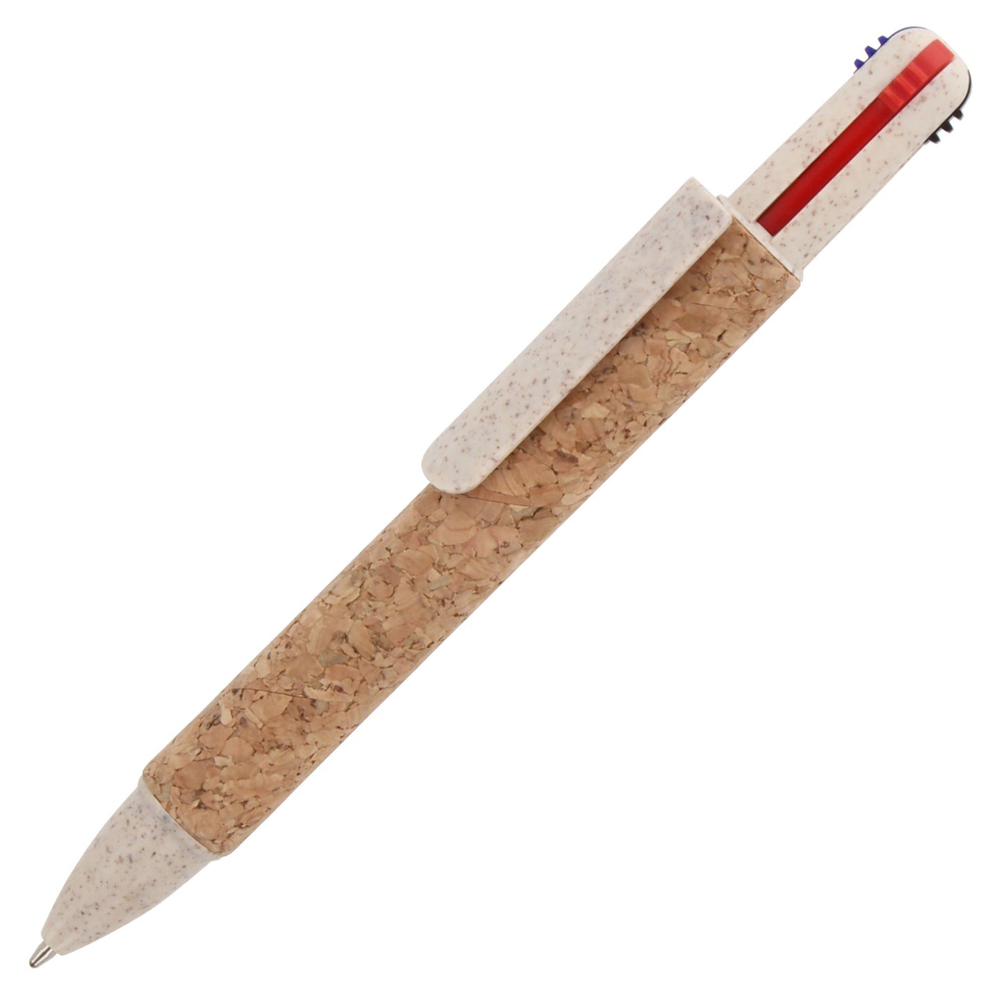 Balpen 4-kleuren kurk