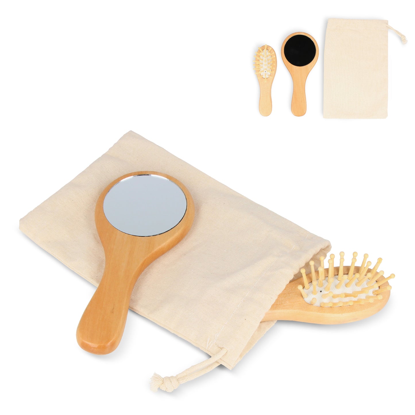 Bamboe Borstel & Spiegel set