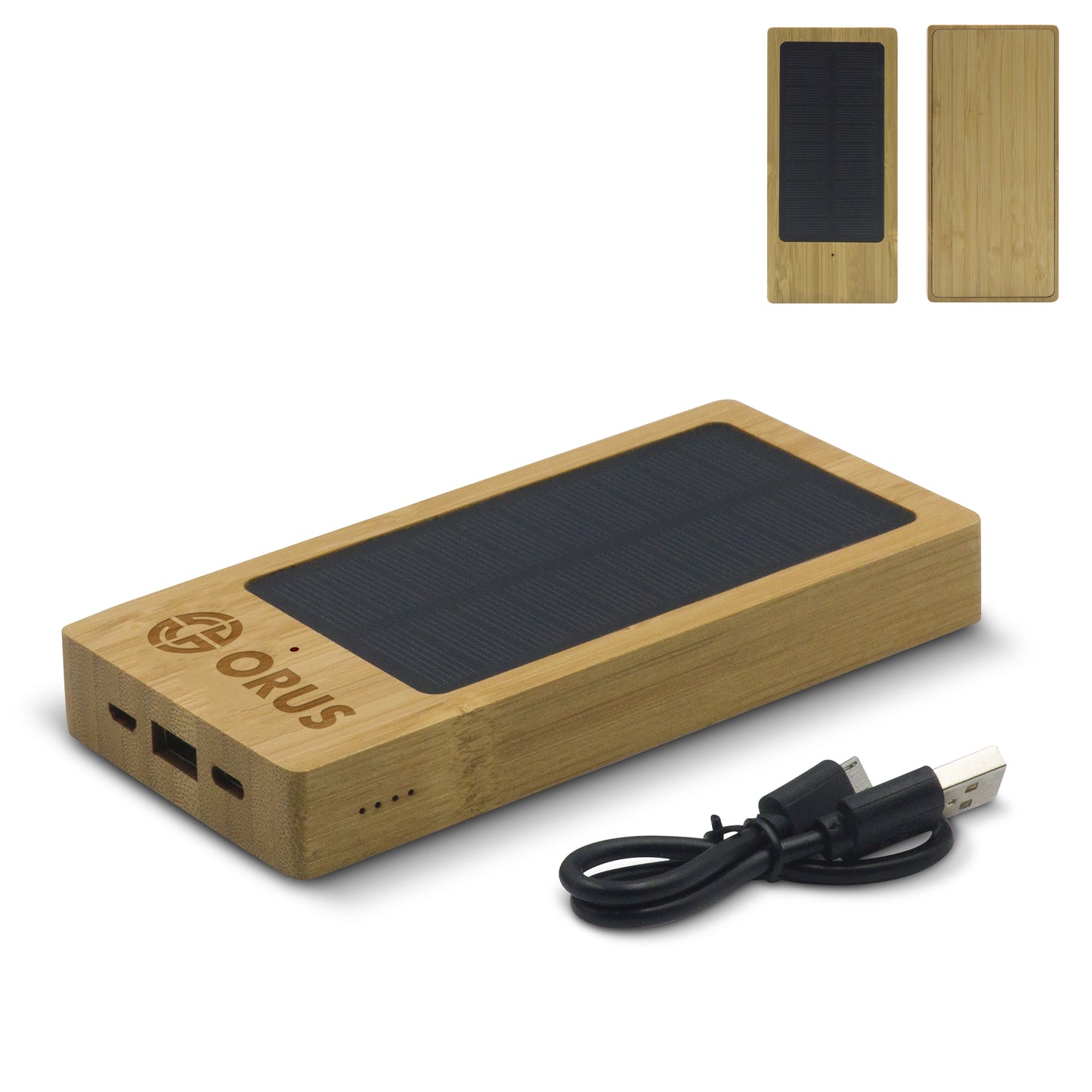 Powerbank bamboe met zonnecellen 8.000mAh