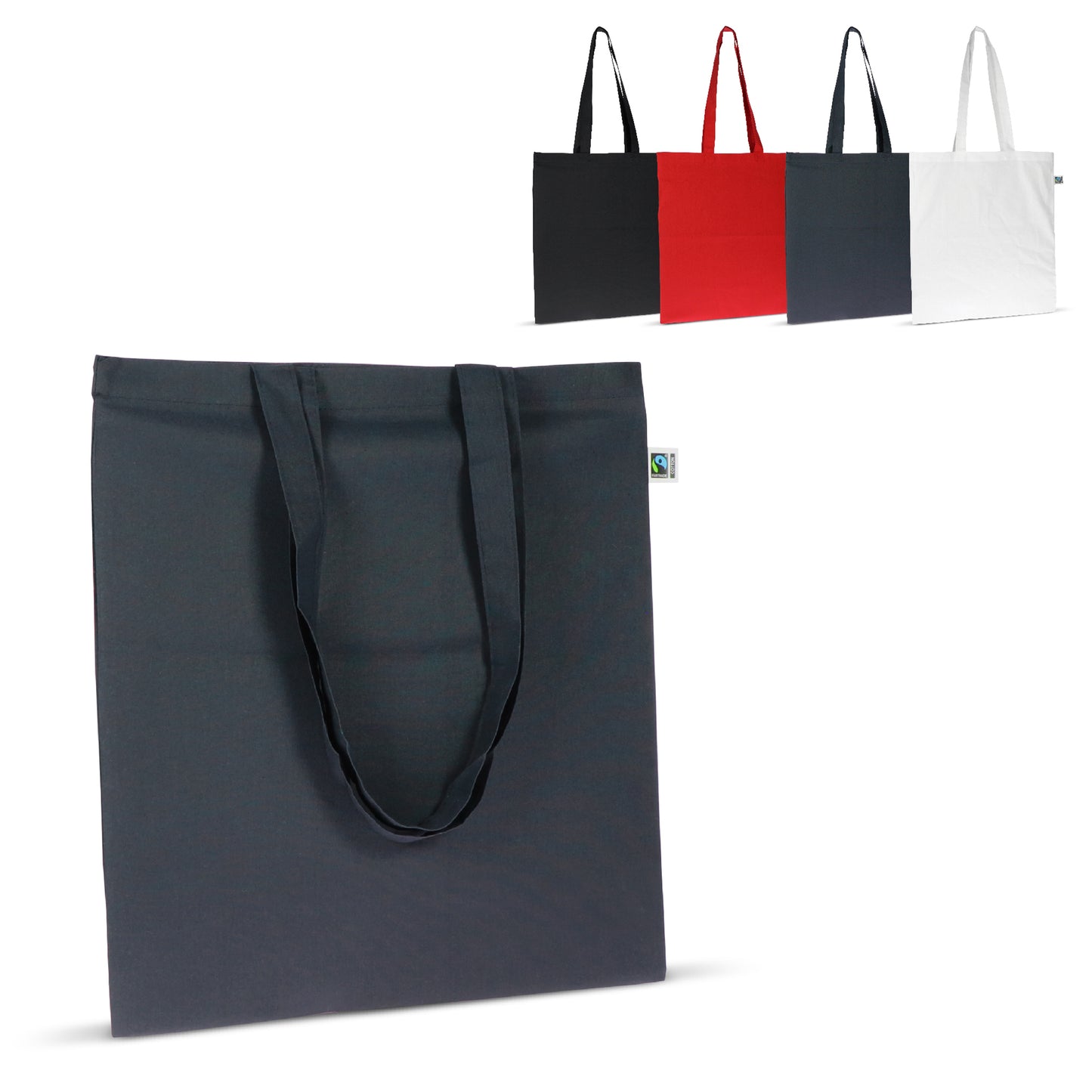 Fairtrade katoenen tas gekleurd lang 140g/m² 38x42cm