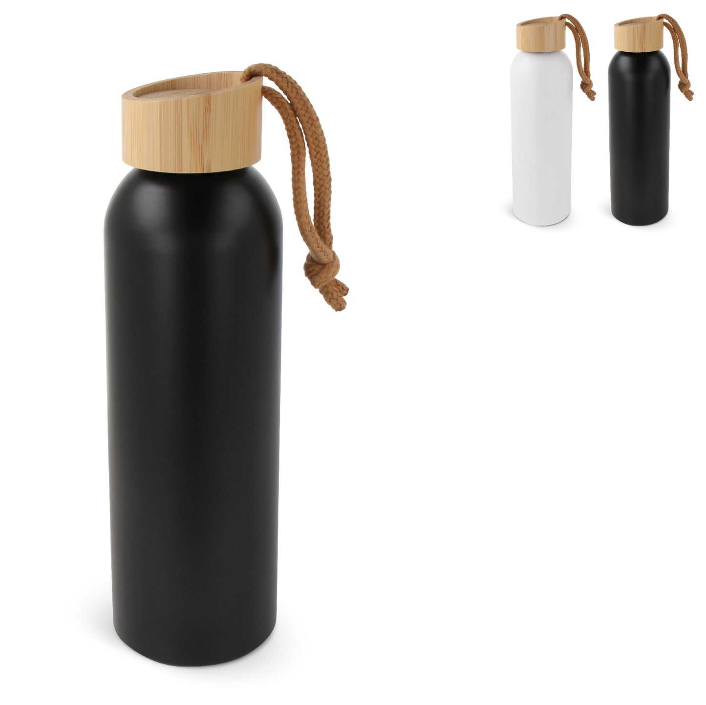 Waterfles recycled aluminium met bamboe dop 600ml