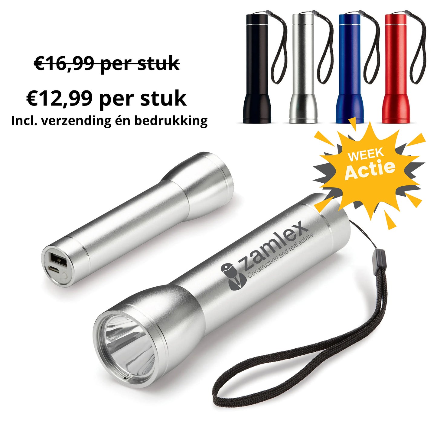 Powerbank Zaklamp ACTIE 25 stuks