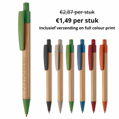Eco Balpen Bamboe ACTIE 100 Stuks