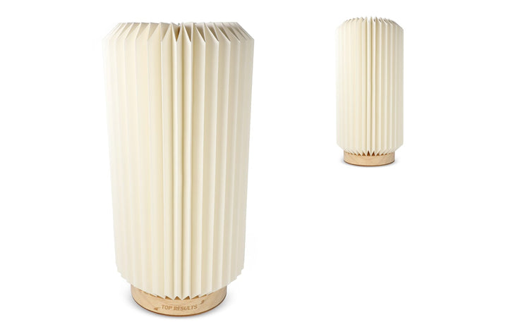 Coollux vouwbare papieren LED lamp Aurora Tall op houten voet, 32cm
