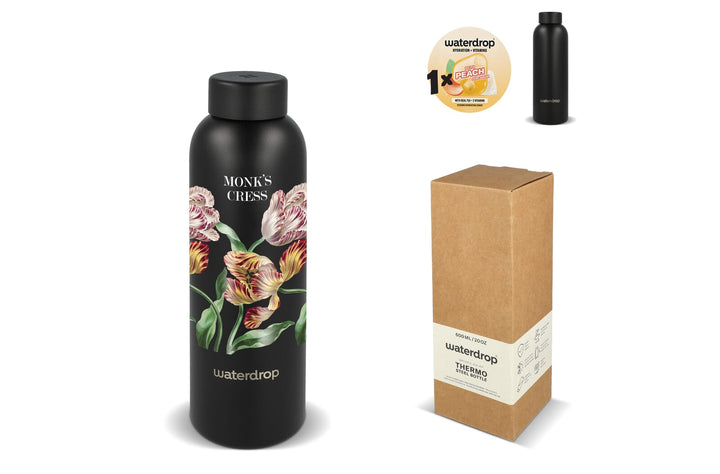 Waterdrop Roestvrijstalen Fles met Stalen dop 600ml