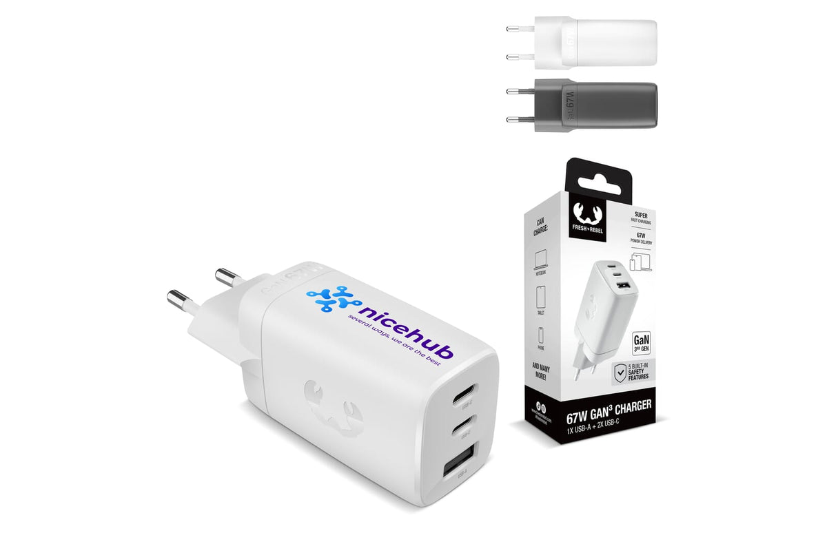 Fresh 'n Rebel 67W Laptop Snellader GaN USB-C & USB-A