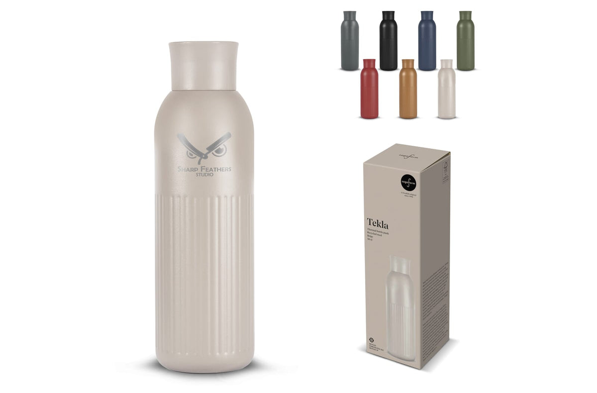 Sagaform Tekla Push stalen fles met druk dop gerecycled) 500 ml