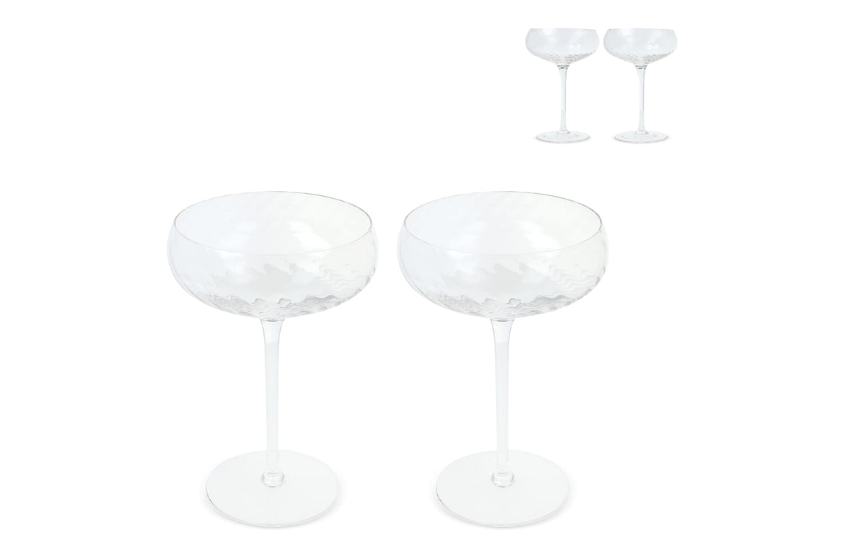 Byon Opacity set van 2 champagneglazen met stijlvol glas patroon 300ml