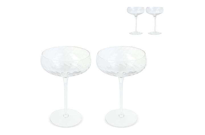 Byon Opacity set van 2 champagneglazen met stijlvol glas patroon 300ml