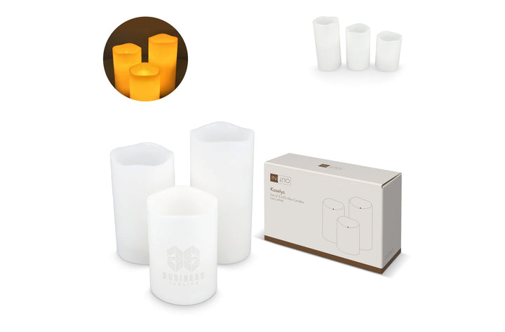 Koselys 3-delige set LED-waxkaarsen (op batterijen)