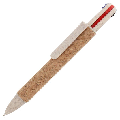 Balpen 4-kleuren kurk
