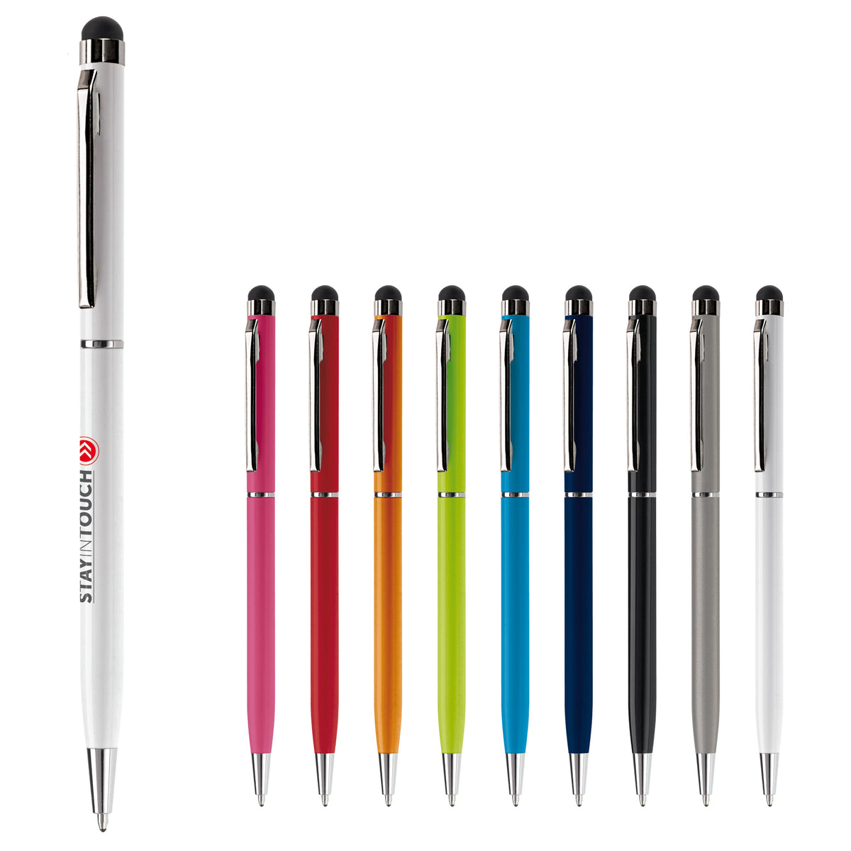 Aluminium balpen met styluspunt en draaimechanisme