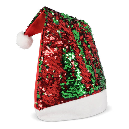 Tweekleurige pailletten kerstmuts