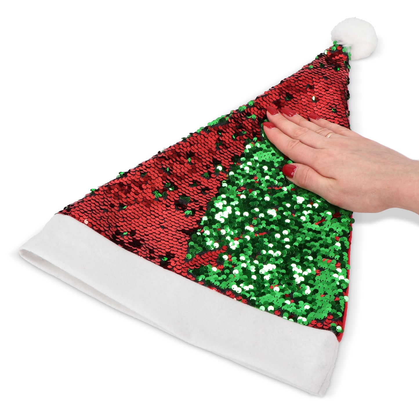 Tweekleurige pailletten kerstmuts
