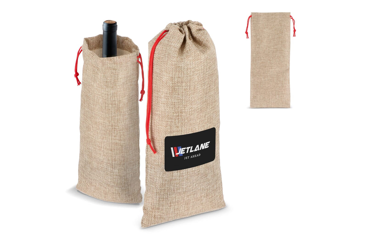 Jute-stijl flessentasje 14 x 34 cm