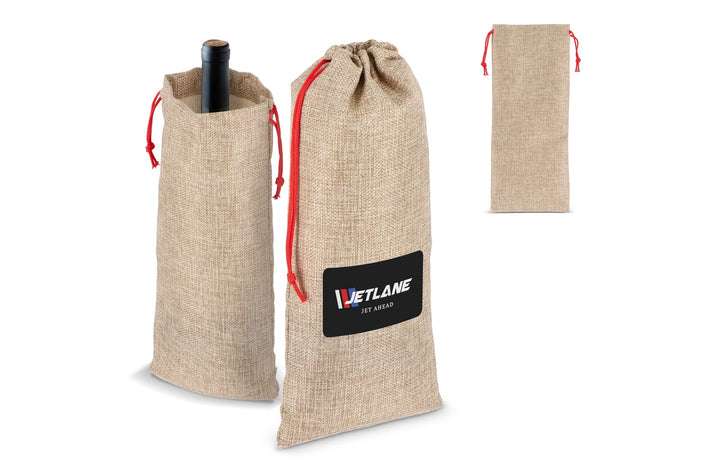 Jute-stijl flessentasje 14 x 34 cm