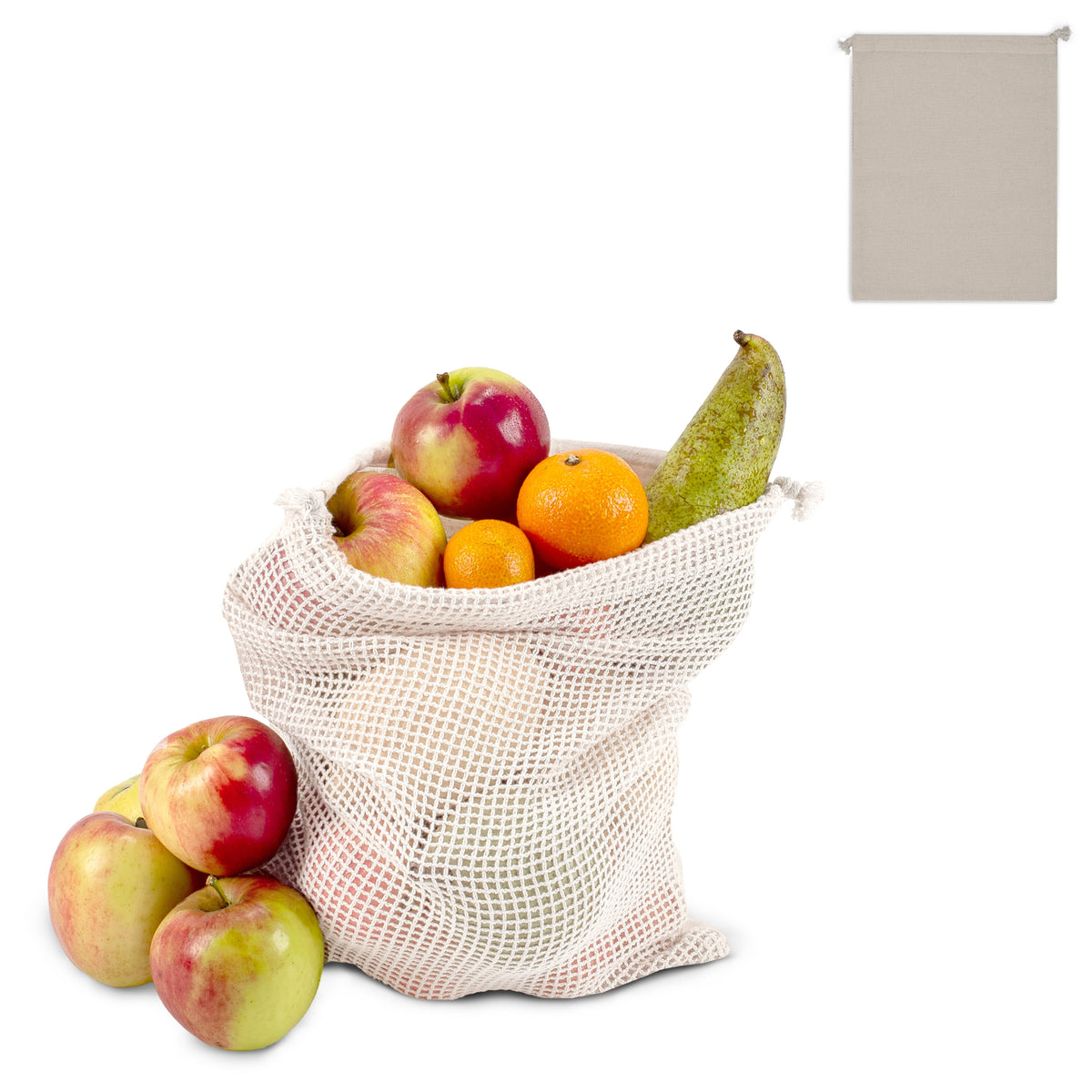 Herbruikbaar groente & fruit zakje OEKO-TEX® katoen ecru 25x30cm LT95206