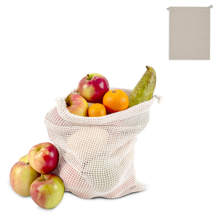 Herbruikbaar groente & fruit zakje OEKO-TEX® katoen ecru 25x30cm LT95206