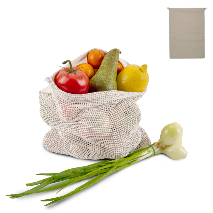 Herbruikbaar groente & fruit zakje OEKO-TEX® katoen ecru 30x40cm LT95208