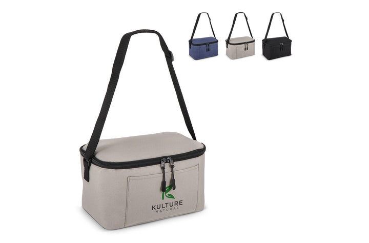 600D gerecycled PET koeltas voor 6 blikjes 25 x 14.5 x 15.5 cm 5 L