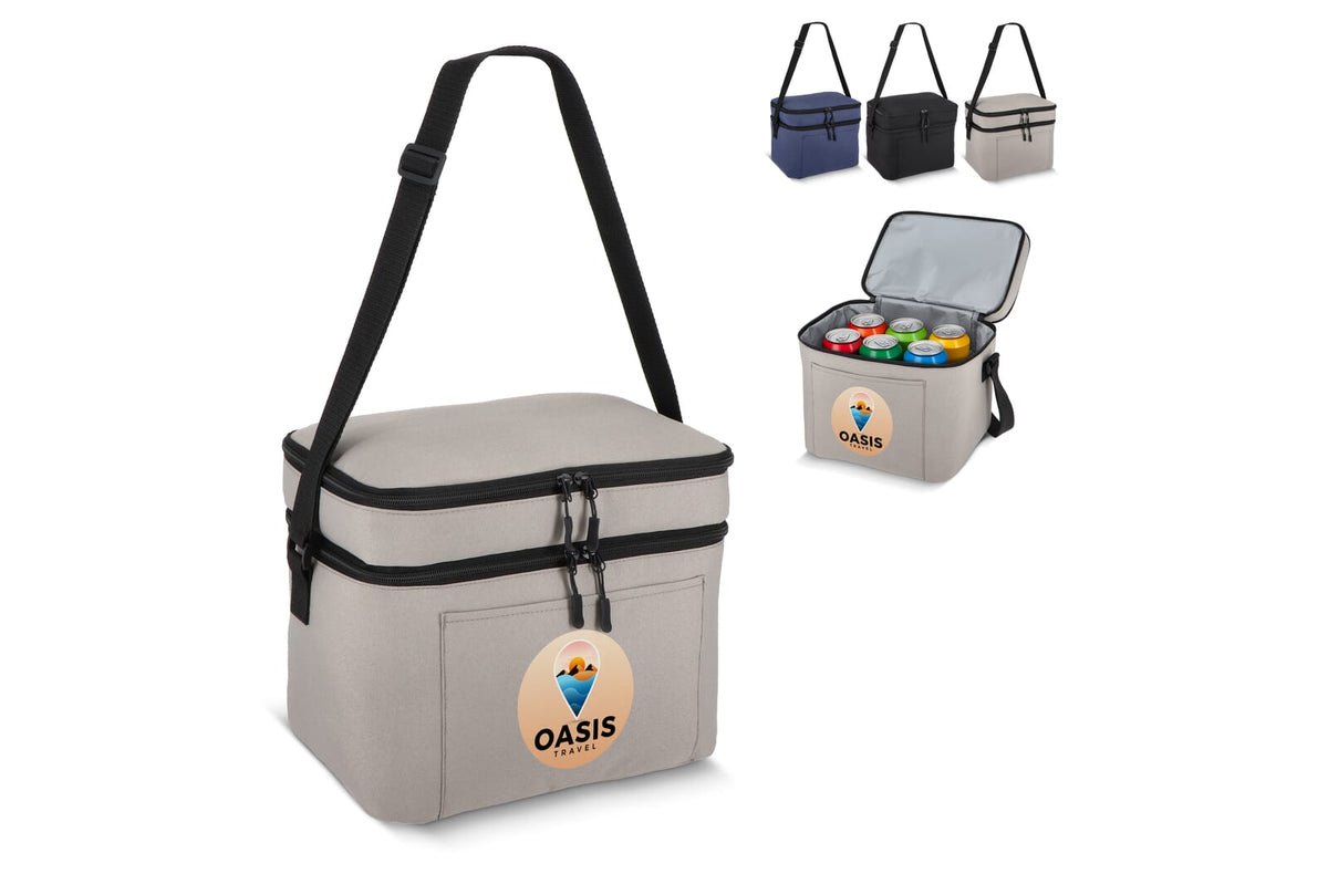 600D gerecycled PET koeltas met twee vakken 30 x 20 x 24 cm 12 L