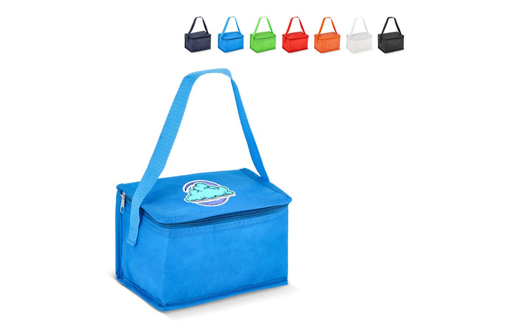 R-PET koeltas voor 6 blikjes, non-woven, 20 x 13 x 12,5 cm, 75 g/m²