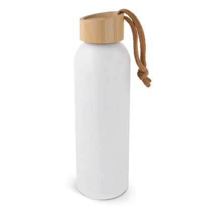 Waterfles recycled aluminium met bamboe dop 600ml