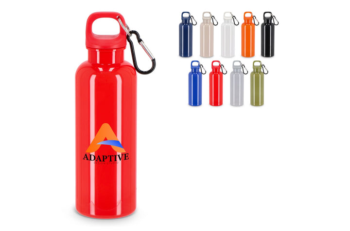 Nina rPET waterfles van 500 ml met hardcolour afwerking en karabijnhaak
