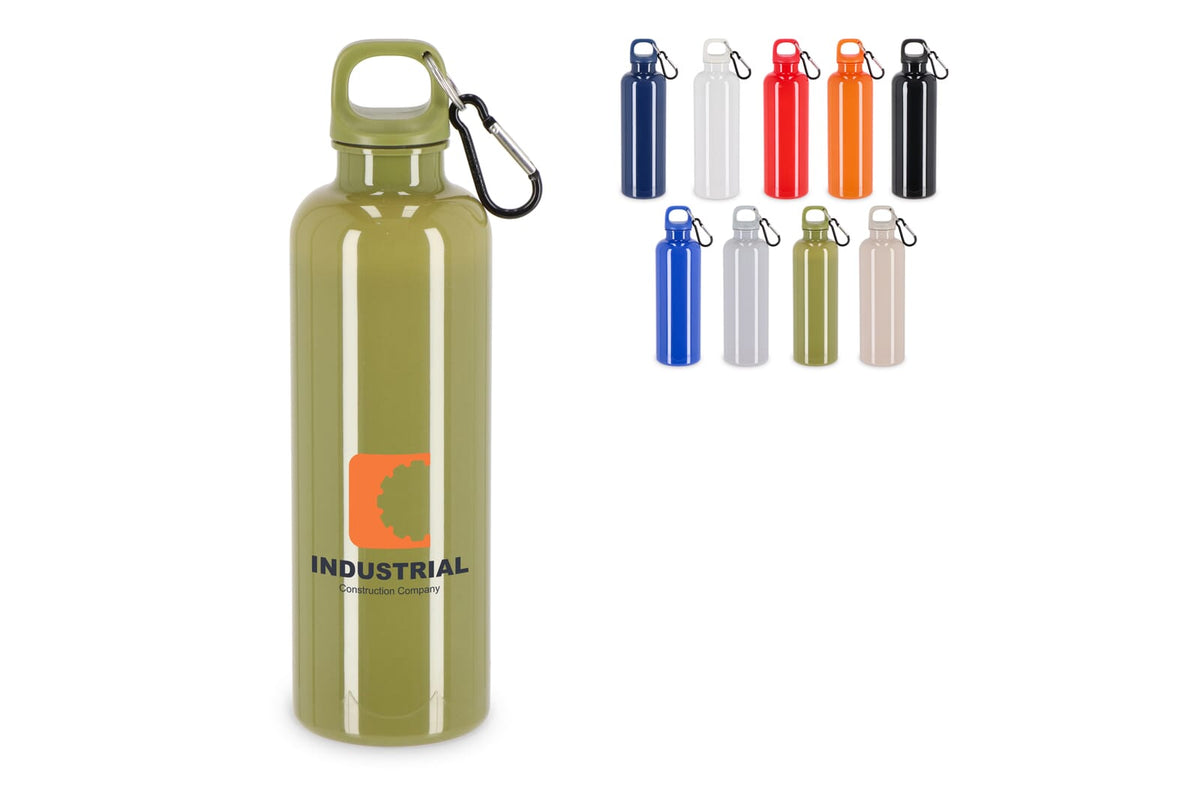 Nina rPET waterfles van 750 ml met hardcolour afwerking en karabijnhaak
