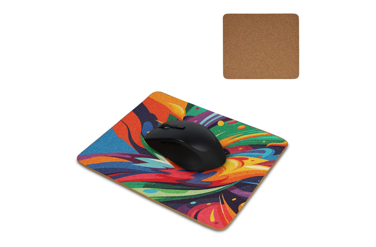 Kurken muismat voor op het bureau